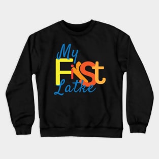 My First Hanukkah Latke Blue Orange Yellow Crewneck Sweatshirt